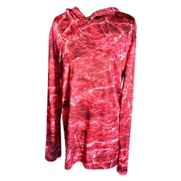 Mossy Oak Red Marbled Long Sleeve Pullover Fishing Hoodie 100% Polyester Womens - Picture 1 of 7